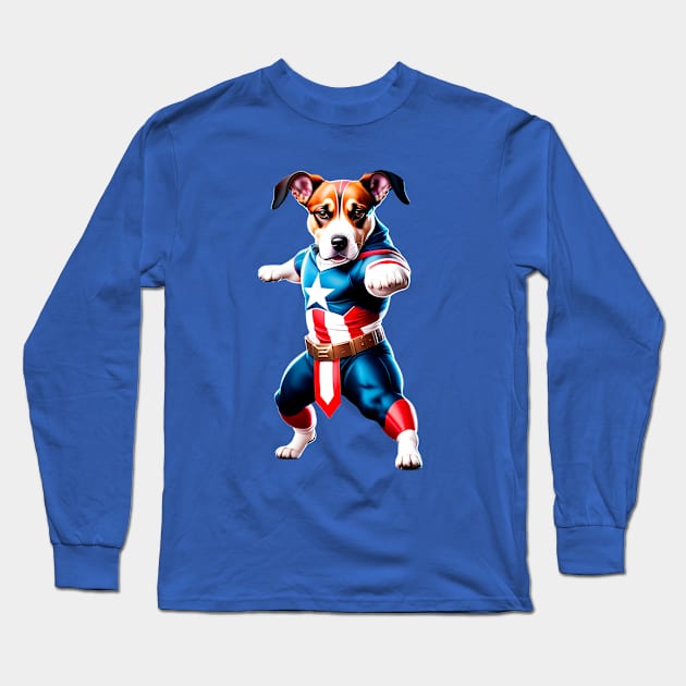 American Dog Doing kung Fu Long Sleeve T-Shirt by enyeniarts